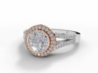 Diamond Halo Engagement Ring Grain-Set Diamond Band Certified Round Brilliant-Cut Diamond 100% Recycled, Hallmarked 18ct. White and Rose Gold