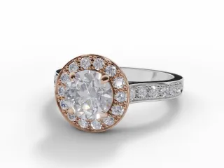 Diamond Halo Engagement Ring Grain-Set Diamond Band Certified Round Brilliant-Cut Diamond 100% Recycled, Hallmarked 18ct. White Gold