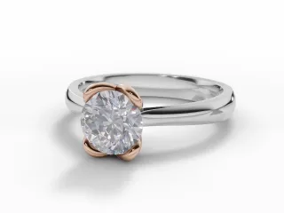 Diamond Solitaire Engagement Ring Plain Polish Band Certified Round Brilliant-Cut Diamond 100% Recycled, Hallmarked 18ct. White Gold