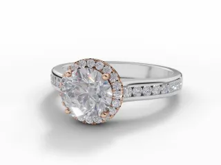 Diamond Halo Engagement Ring Channel-Set Diamond Band Certified Round Brilliant-Cut Diamond 100% Recycled, Hallmarked 18ct. White and Rose Gold
