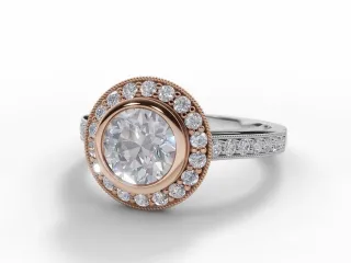 Diamond Halo Engagement Ring Grain-Set Diamond Band Certified Round Brilliant-Cut Diamond 100% Recycled, Hallmarked 18ct. White Gold