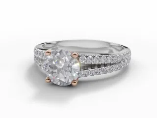 Diamond-Set Band Engagement Ring Micro Pavé Diamond-Set Band Certified Round Brilliant-Cut Diamond 100% Recycled, Hallmarked 18ct. White and Rose Gold