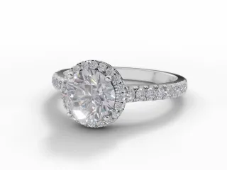 Diamond Halo Engagement Ring Micro Pavé Diamond-Set Band Certified Round Brilliant-Cut Diamond 100% Recycled, Hallmarked 18ct. White Gold and Platinum