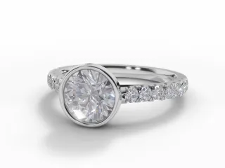 Diamond-Set Band Engagement Ring Micro Pavé Diamond-Set Band Certified Round Brilliant-Cut Diamond 100% Recycled, Hallmarked 18ct. White Gold and Platinum