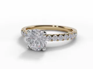 Diamond-Set Band Engagement Ring Micro Pavé Diamond-Set Band Certified Round Brilliant-Cut Diamond 100% Recycled, Hallmarked Platinum and 18ct. Yellow Gold