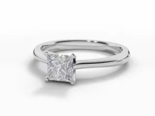 Diamond Solitaire Engagement Ring Plain Polish Band Certified Princess-Cut Diamond 100% Recycled, Hallmarked Platinum