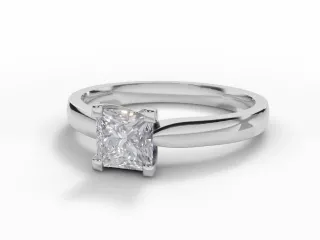 Diamond Solitaire Engagement Ring Plain Polish Band Certified Princess-Cut Diamond 100% Recycled, Hallmarked Platinum