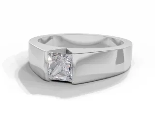 Diamond Solitaire Engagement Ring Plain Polish Band Certified Princess-Cut Diamond 100% Recycled, Hallmarked Platinum