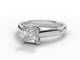 Diamond Solitaire Engagement Ring Plain Polish Band Certified Princess-Cut Diamond 100% Recycled, Hallmarked Platinum