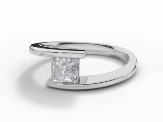 Diamond Solitaire Engagement Ring Diamond-Set Band Certified Princess-Cut Diamond 100% Recycled, Hallmarked Platinum