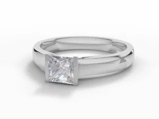 Diamond Solitaire Engagement Ring Plain Polish Band Certified Princess-Cut Diamond 100% Recycled, Hallmarked Platinum