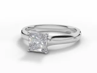 Diamond Solitaire Engagement Ring Plain Polish Band Certified Princess-Cut Diamond 100% Recycled, Hallmarked Platinum