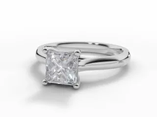 Diamond Solitaire Engagement Ring Plain Polish Band Certified Princess-Cut Diamond 100% Recycled, Hallmarked Platinum