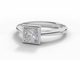 Diamond Solitaire Engagement Ring Plain Polish Band Certified Princess-Cut Diamond 100% Recycled, Hallmarked Platinum