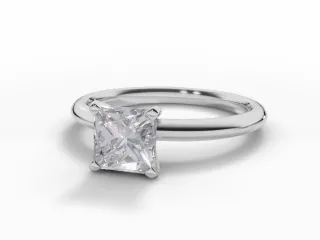 Diamond Solitaire Engagement Ring Plain Polish Band Certified Princess-Cut Diamond 100% Recycled, Hallmarked Platinum