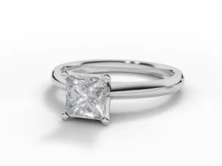 Diamond Solitaire Engagement Ring Plain Polish Band Certified Princess-Cut Diamond 100% Recycled, Hallmarked Platinum