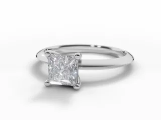 Diamond Solitaire Engagement Ring Plain Polish Band Certified Princess-Cut Diamond 100% Recycled, Hallmarked Platinum