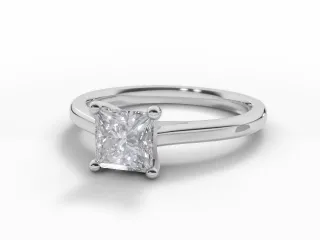 Diamond Solitaire Engagement Ring Plain Polish Band Certified Princess-Cut Diamond 100% Recycled, Hallmarked Platinum