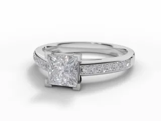 Diamond-Set Band Engagement Ring Grain-Set Diamond Band Certified Princess-Cut Diamond 100% Recycled, Hallmarked Platinum