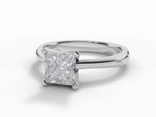 Diamond Solitaire Engagement Ring Plain Polish Band Certified Princess-Cut Diamond 100% Recycled, Hallmarked Platinum