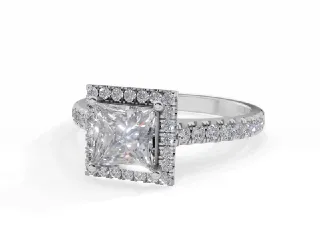 Diamond Halo Engagement Ring Micro Pavé Diamond-Set Band Certified Princess-Cut Diamond 100% Recycled, Hallmarked Platinum