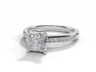 Diamond-Set Band Engagement Ring Grain-Set Diamond Band Certified Princess-Cut Diamond 100% Recycled, Hallmarked Platinum