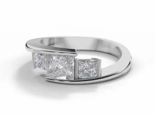 Diamond 3 Stone Engagement Ring Plain Polish Band Certified Princess-Cut Diamond 100% Recycled, Hallmarked Platinum