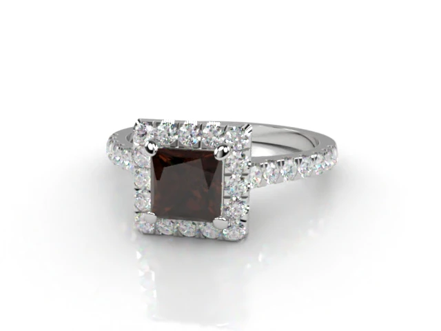 Chocolate Quartz & Diamond Engagement Ring Micro Pavé Diamond-Set Band Princess-Cut Coloured Stone 100% Recycled, Hallmarked Platinum