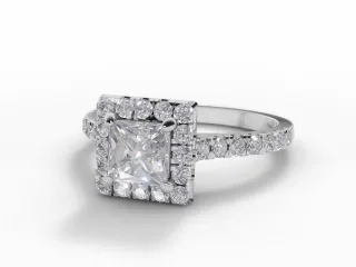 Diamond Halo Engagement Ring Micro Pavé Diamond-Set Band Certified Princess-Cut Diamond 100% Recycled, Hallmarked 18ct. White Gold