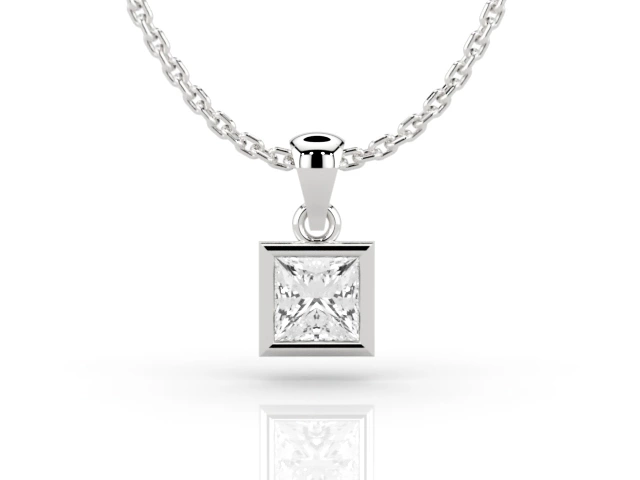 Spectacle Set Diamond Pendant Certified  Princess-Cut Diamond 100% Recycled, Hallmarked 18ct. White Gold