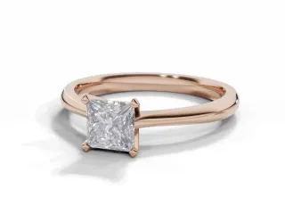 Diamond Solitaire Engagement Ring Plain Polish Band Certified Princess-Cut Diamond 100% Recycled, Hallmarked 18ct. Rose Gold