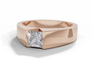 Diamond Solitaire Engagement Ring Plain Polish Band Certified Princess-Cut Diamond 100% Recycled, Hallmarked 18ct. Rose Gold