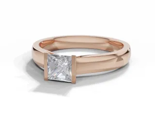 Diamond Solitaire Engagement Ring Plain Polish Band Certified Princess-Cut Diamond 100% Recycled, Hallmarked 18ct. Rose Gold