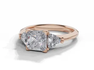 Diamond-Set Shoulder Engagement Ring Plain Polish Band Certified Princess-Cut Diamond 100% Recycled, Hallmarked 18ct. Rose Gold