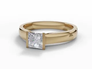 Diamond Solitaire Engagement Ring Plain Polish Band Certified Princess-Cut Diamond 100% Recycled, Hallmarked 18ct. Yellow Gold