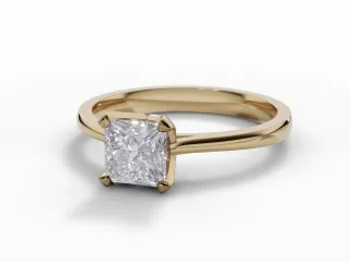 Diamond Solitaire Engagement Ring Plain Polish Band Certified Princess-Cut Diamond 100% Recycled, Hallmarked 18ct. Yellow Gold