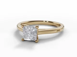 Diamond Solitaire Engagement Ring Plain Polish Band Certified Princess-Cut Diamond 100% Recycled, Hallmarked 18ct. Yellow Gold