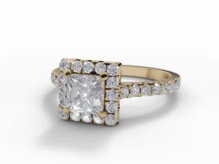 Diamond Halo Engagement Ring Micro Pavé Diamond-Set Band Certified Princess-Cut Diamond 100% Recycled, Hallmarked 18ct. Yellow Gold