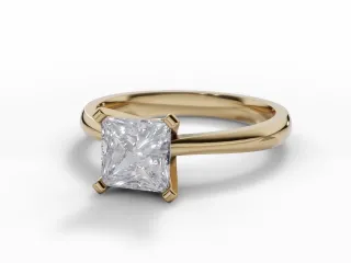 Diamond Solitaire Engagement Ring Plain Polish Band Certified Princess-Cut Diamond 100% Recycled, Hallmarked 18ct. Yellow Gold