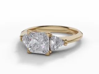 Diamond-Set Shoulder Engagement Ring Plain Polish Band Certified Princess-Cut Diamond 100% Recycled, Hallmarked 18ct. Yellow Gold