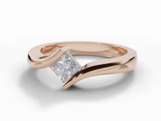 Diamond Solitaire Engagement Ring Plain Polish Band Certified Princess-Cut Diamond 100% Recycled, Hallmarked 18ct. Rose Gold