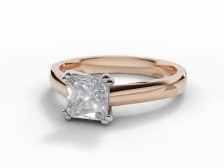 Diamond Solitaire Engagement Ring Plain Polish Band Certified Princess-Cut Diamond 100% Recycled, Hallmarked 18ct. Rose Gold