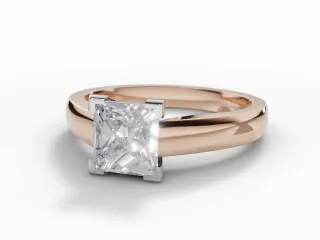 Diamond Solitaire Engagement Ring Plain Polish Band Certified Princess-Cut Diamond 100% Recycled, Hallmarked 18ct. Rose Gold