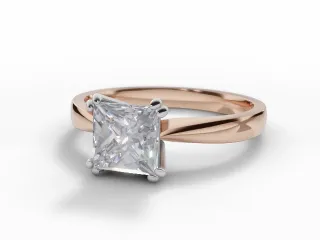 Diamond Solitaire Engagement Ring Plain Polish Band Certified Princess-Cut Diamond 100% Recycled, Hallmarked 18ct. Rose Gold