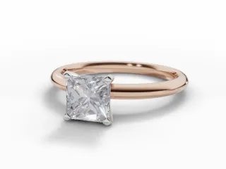 Diamond Solitaire Engagement Ring Plain Polish Band Certified Princess-Cut Diamond 100% Recycled, Hallmarked 18ct. Rose Gold