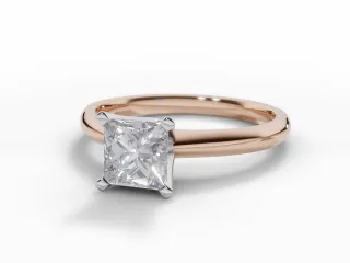 Diamond Solitaire Engagement Ring Plain Polish Band Certified Princess-Cut Diamond 100% Recycled, Hallmarked 18ct. Rose Gold