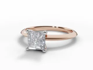 Diamond Solitaire Engagement Ring Plain Polish Band Certified Princess-Cut Diamond 100% Recycled, Hallmarked 18ct. Rose Gold