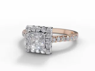 Diamond Halo Engagement Ring Micro Pavé Diamond-Set Band Certified Princess-Cut Diamond 100% Recycled, Hallmarked 18ct. Rose Gold