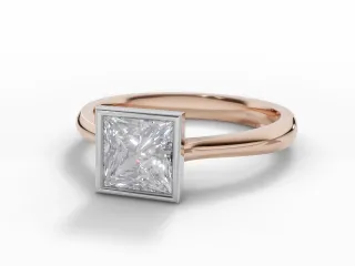 Diamond Solitaire Engagement Ring Plain Polish Band Certified Princess-Cut Diamond 100% Recycled, Hallmarked 18ct. Rose Gold