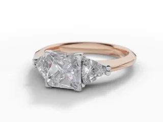 Diamond-Set Shoulder Engagement Ring Plain Polish Band Certified Princess-Cut Diamond 100% Recycled, Hallmarked 18ct. Rose Gold